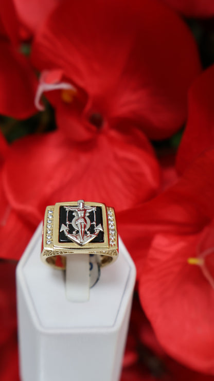 anillo de  14k  de hombre con un  ancla .