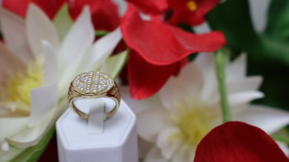 anillo de 10k de hombre con el signo de $ y con sirconia