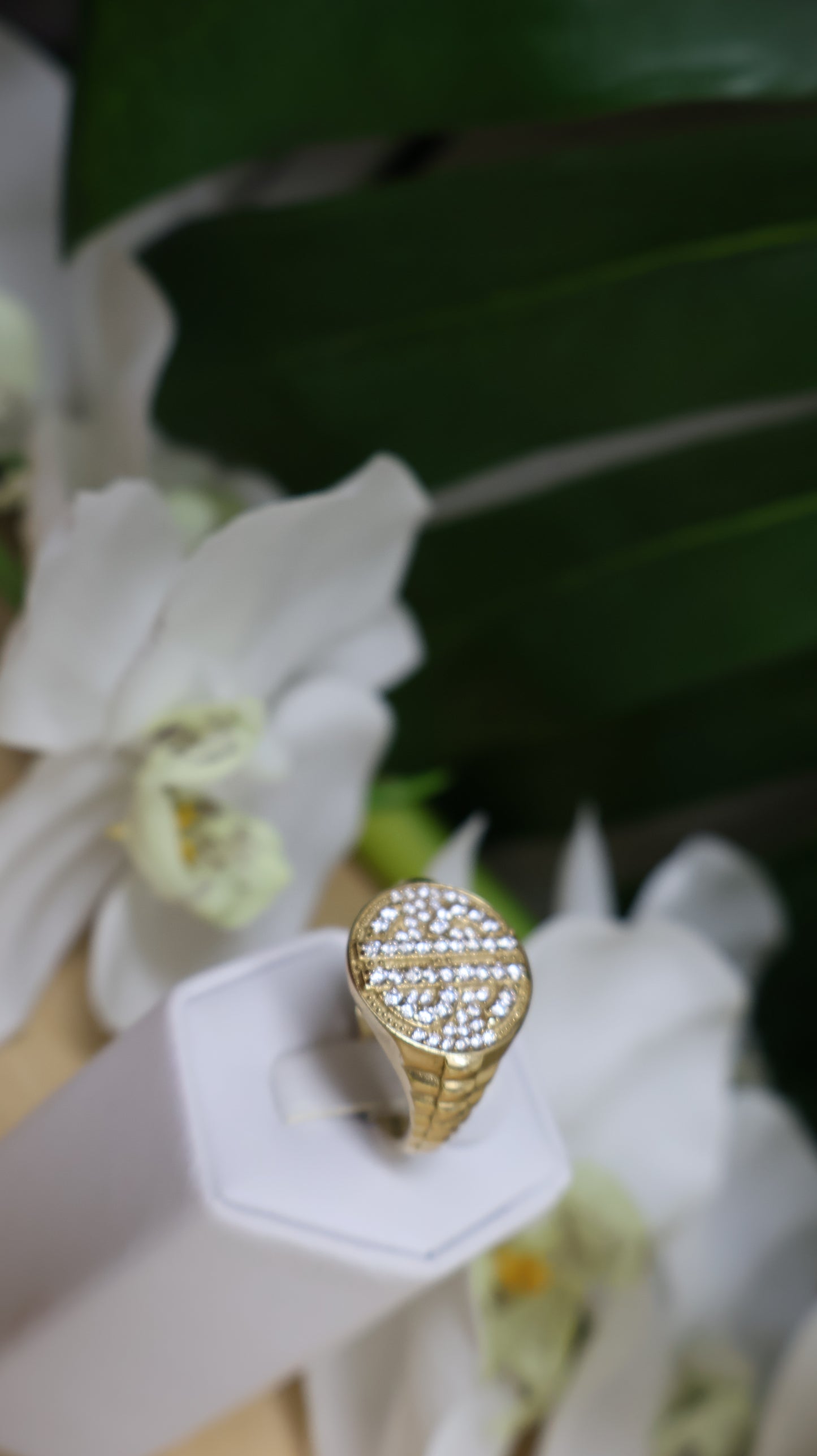 anillo de 10k de hombre con el signo de $ y con sirconia