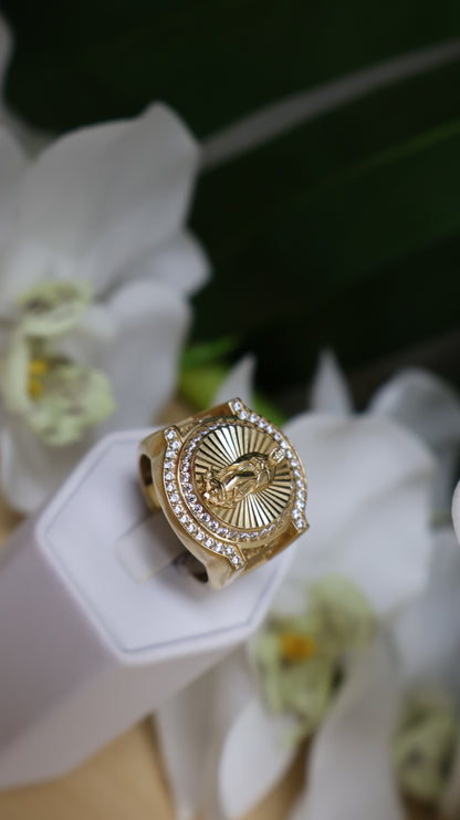 anillo 14k de hombre  con la virgen de la caridad