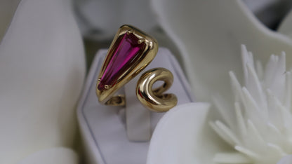 Anillo de mujer 14k estilo Moderno con piedra en rosada