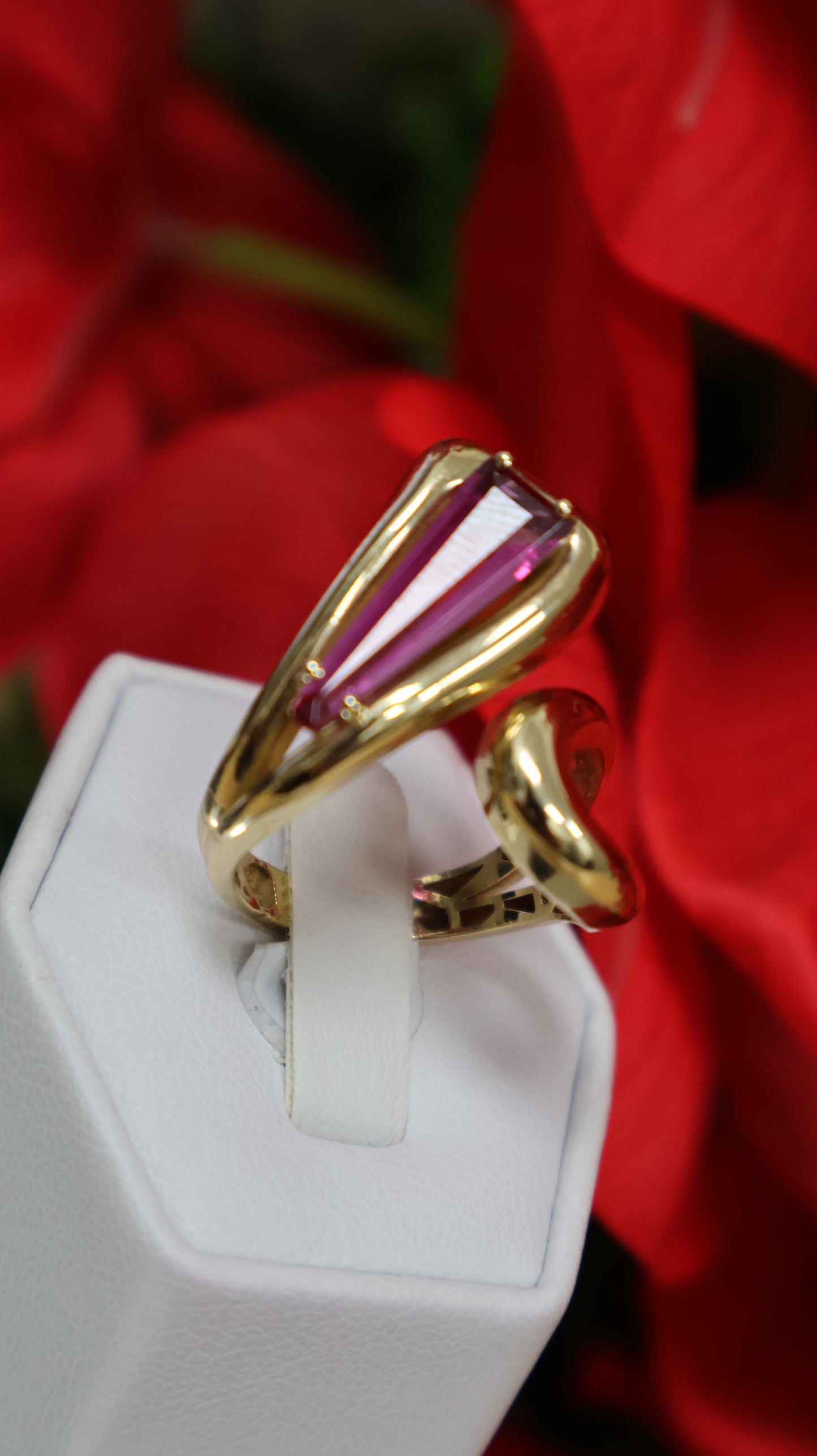Anillo de mujer 14k estilo Moderno con piedra en rosada