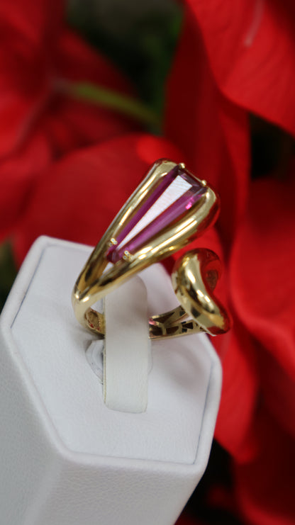 Anillo de mujer 14k estilo Moderno con piedra en rosada