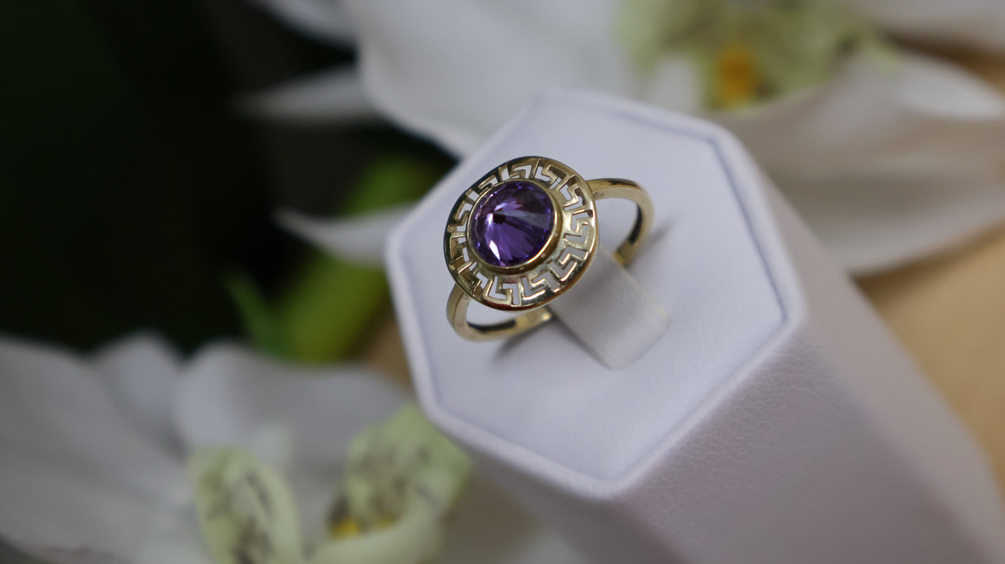 anillo de mujer de oro  14k   de piedra malba