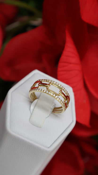 anillo de mujer 14k  enlazado con circonia blancas