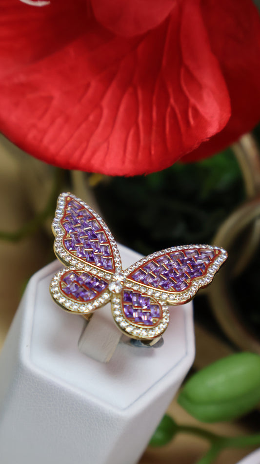 anillo de mujer 10k de maripoza lila