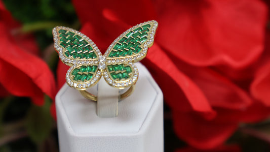 anillo de mujer 10k  de mariposa verde