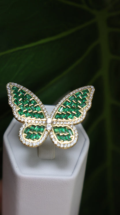 anillo de mujer 10k  de mariposa verde