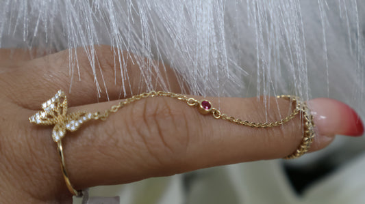 anillo de mujer con doble estilo para el mismo dedo en  14k
