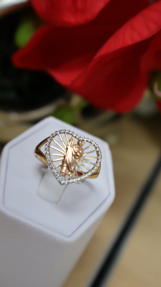 anillo de mujer 14k st.judas en dos tono