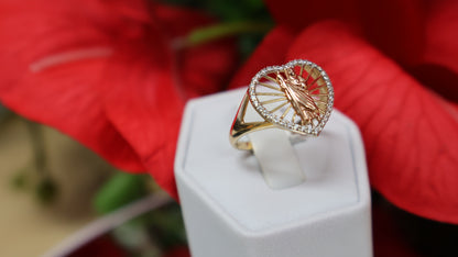 anillo de mujer 14k st.judas en dos tono