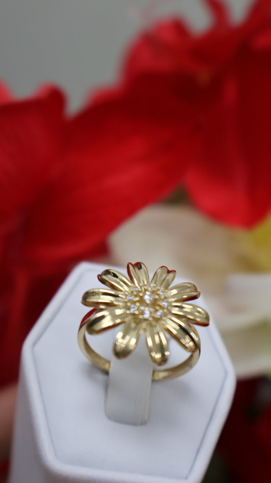 anillo de mujer  de 14k de flor