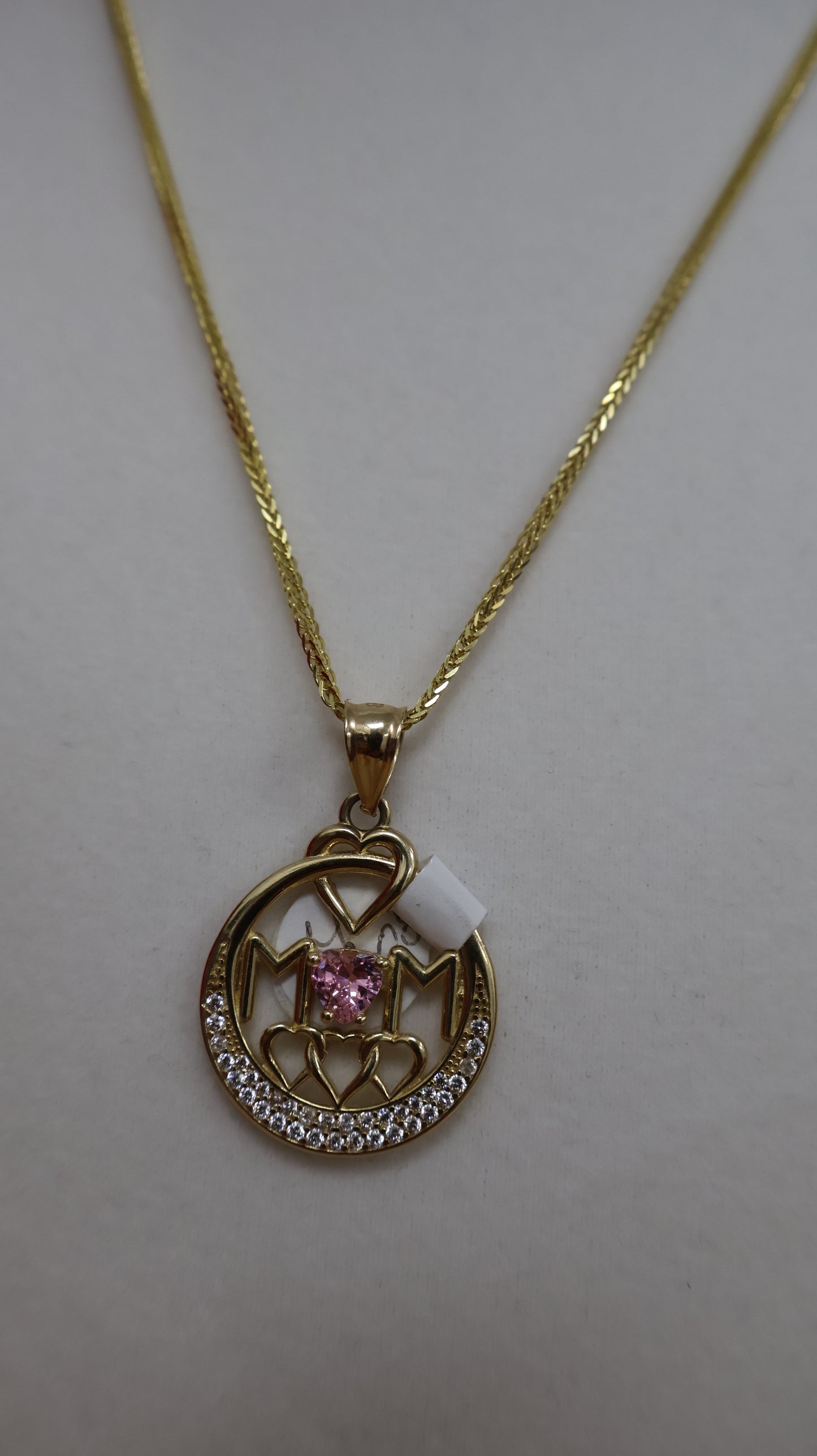 Dije de 14k mama con corazon y sirconia