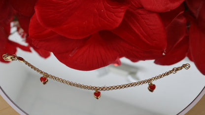 Manilla para ninas de corazon en oro de 14k