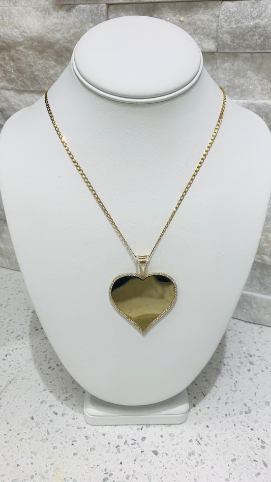 10k gold Cuban style chain with heart medal