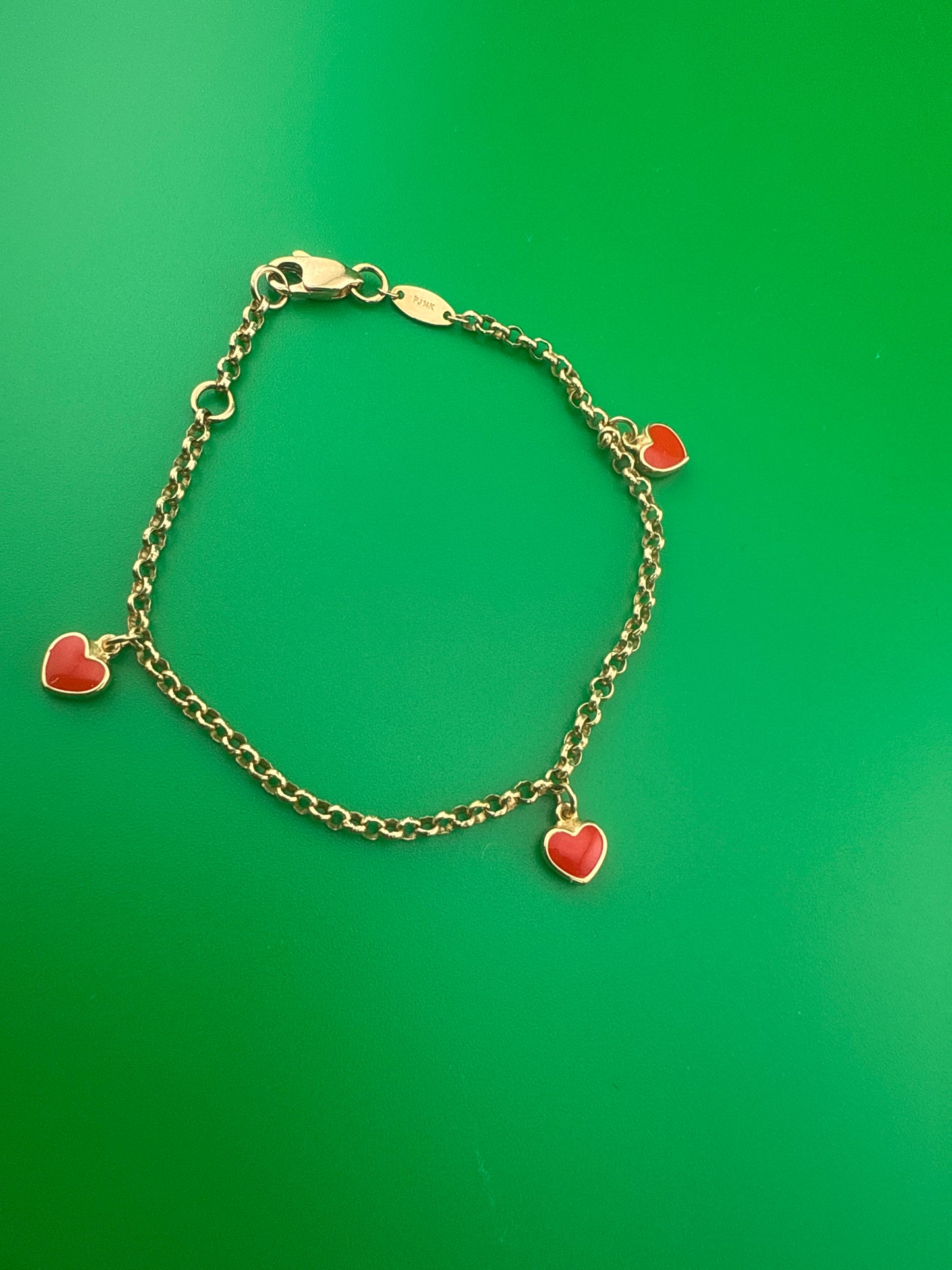 Manilla de Corazones para niñas oro 14k