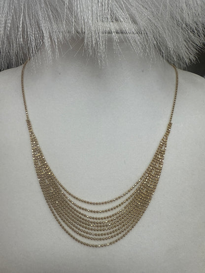 Disfruta este elegante conjunto fino de gargantilla y arete para mujer en oro 14k