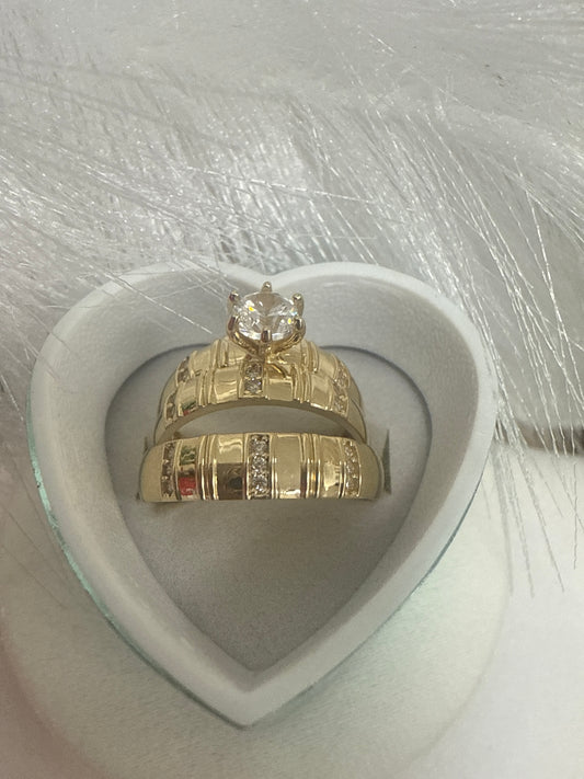 Anillo de compromiso de mujer y de hombre en oro de 10k