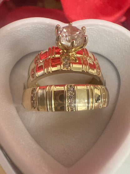 Anillo de compromiso de mujer y de hombre en oro de 10k