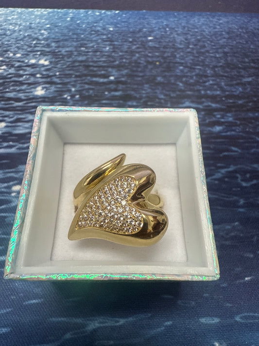 anillo de corazon con sircornia de 14k