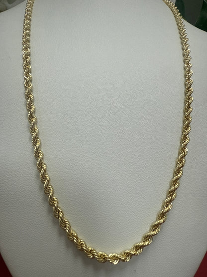 Cadena de cordon o torzal de oro 10k para mujer y hombre de 24  de largo .