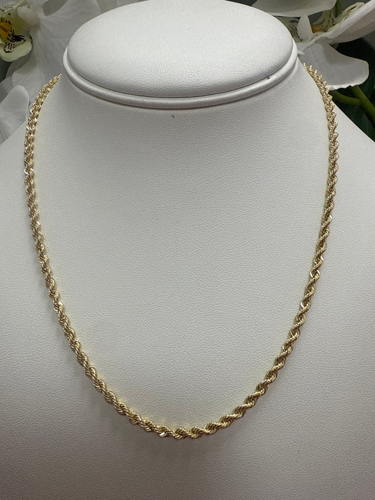 Cadena de oro 10k torzal para mujer y hombre de 18 de largo .